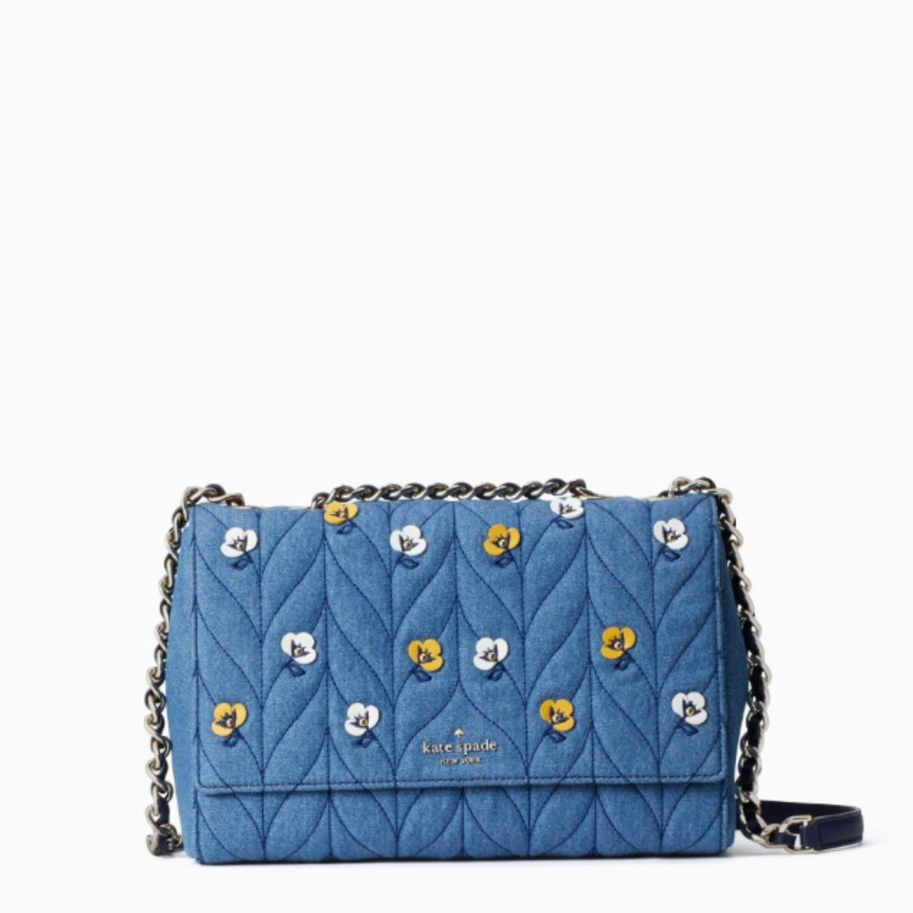 Kate Spade Applique Quilted Denim Shoulder Bag